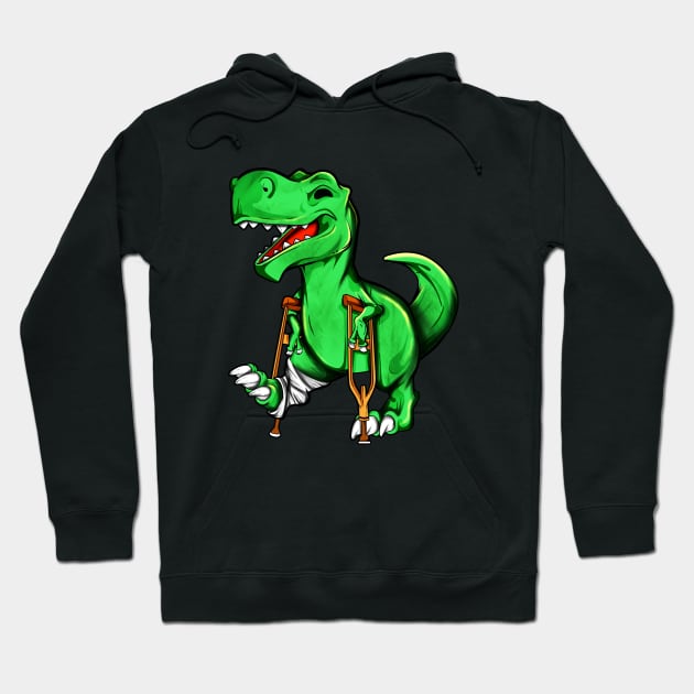 On crutches - cartoon TREX Hoodie by Modern Medieval Design